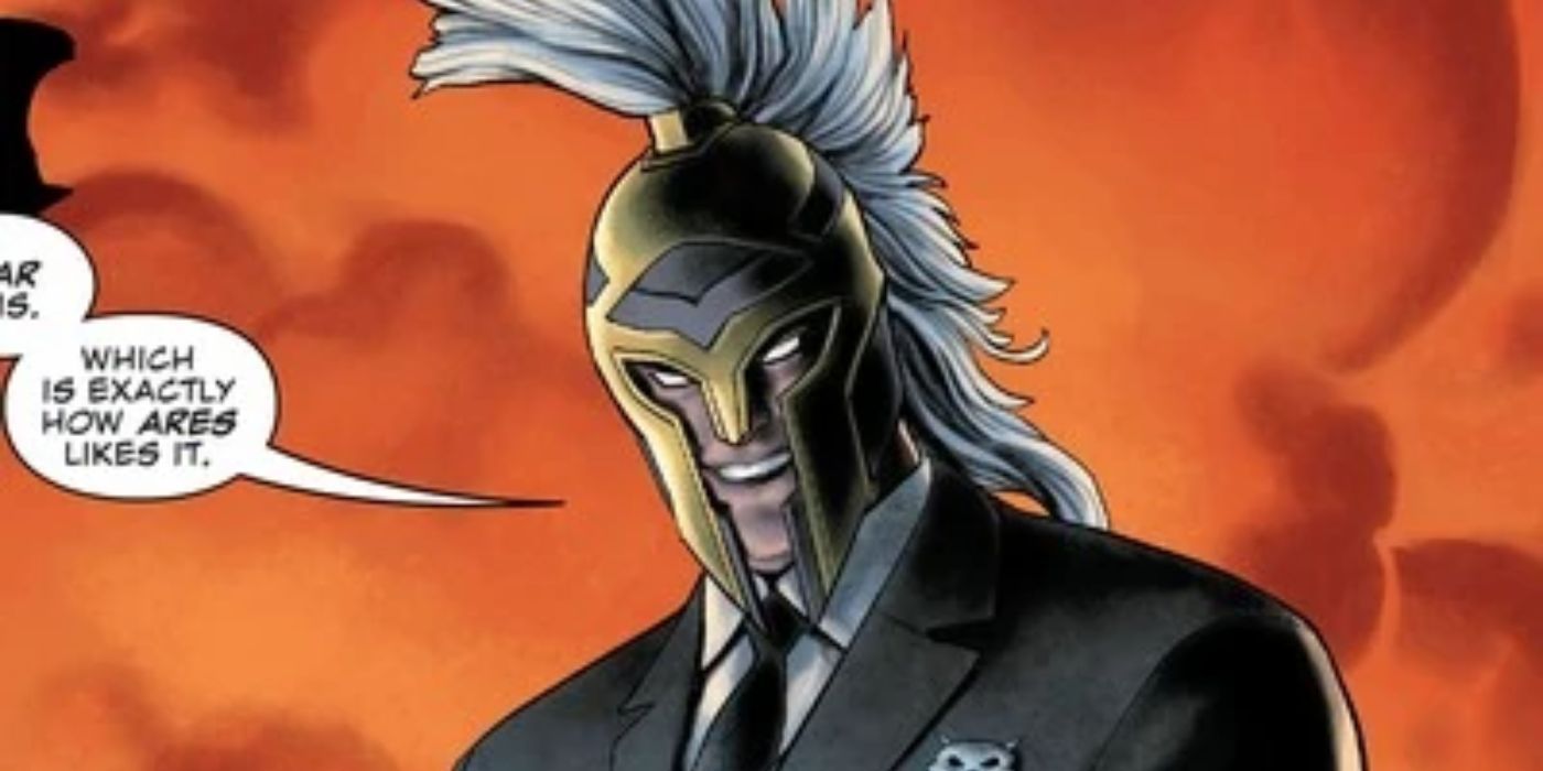 Ares Wearing His Helmet and a Suit