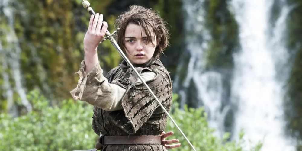 Arya Stark practising with her sword, Needle, in Game of Thrones