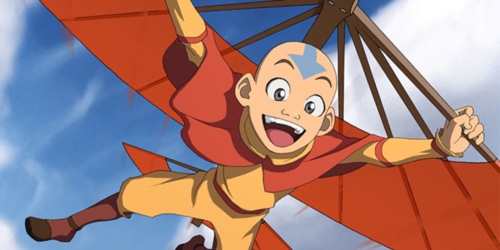 Avatar Aang from Avatar: The Last Airbender flying on his glider