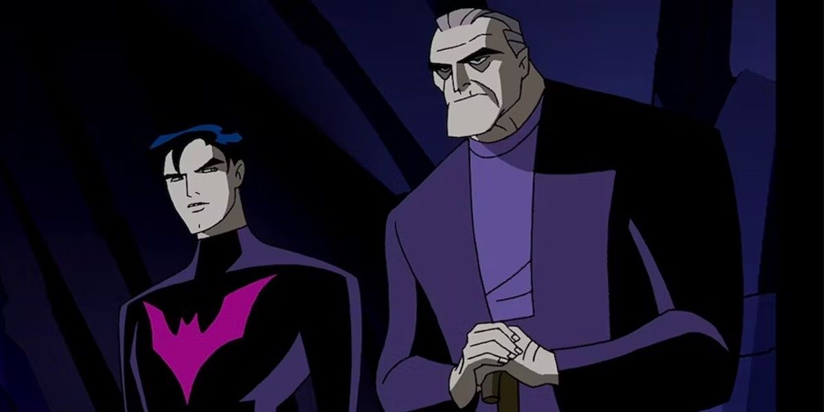 Terry McGinnis and Bruce Wayne in the Batcave from Batman Beyond.