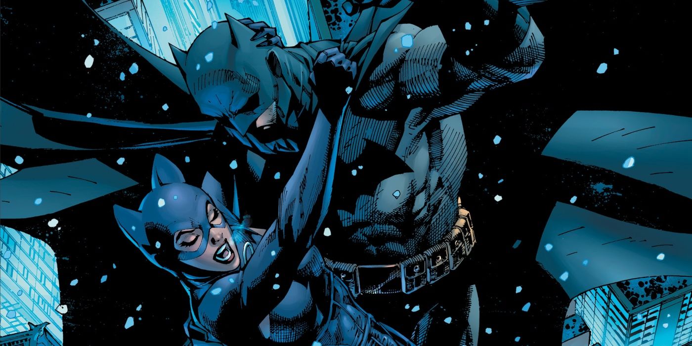 Batman & Catwoman embracing in DC Comics