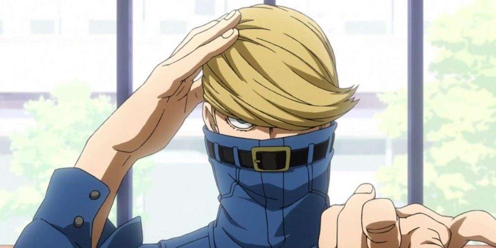 Best Jeanist touching his head in My Hero Academia
