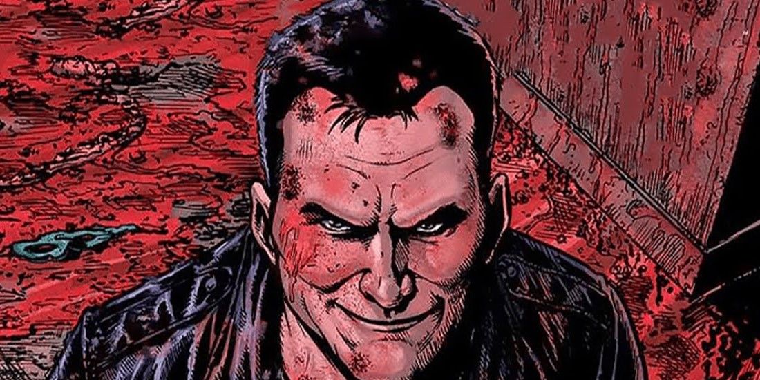 A picture of Billy Butcher covered in blood from The Boys comics.