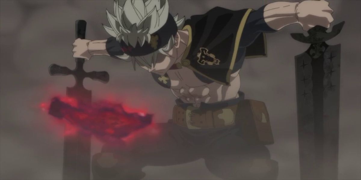 Black Clover - Asta holding his two swords with his grimoire in front of him