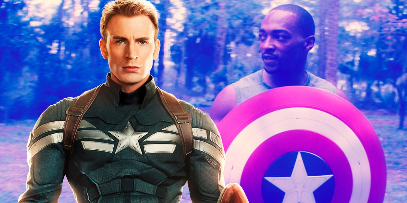 Chris Evans as Captain America next to Anthony Mackie with the shield
