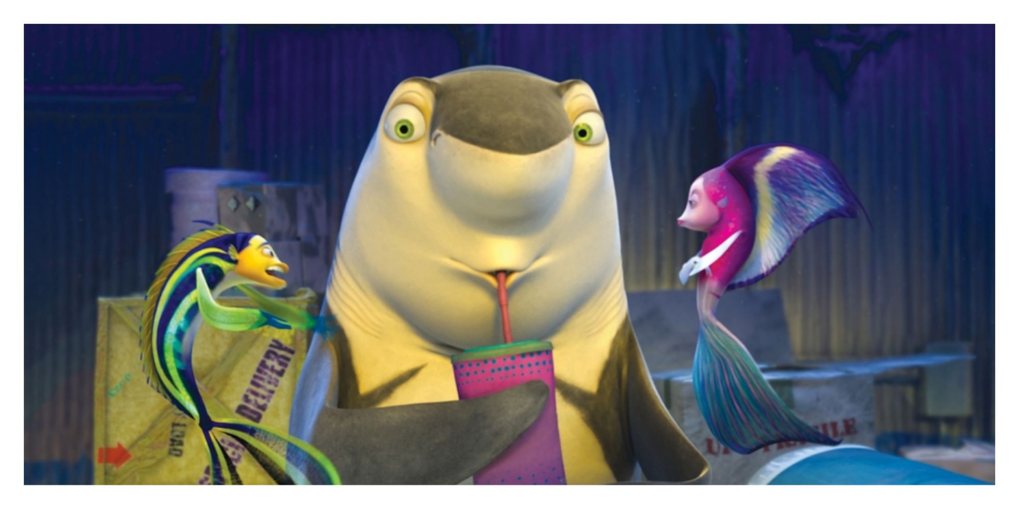 Jack Black, Will Smith, and Renee Zellweger's characters in Shark Tale