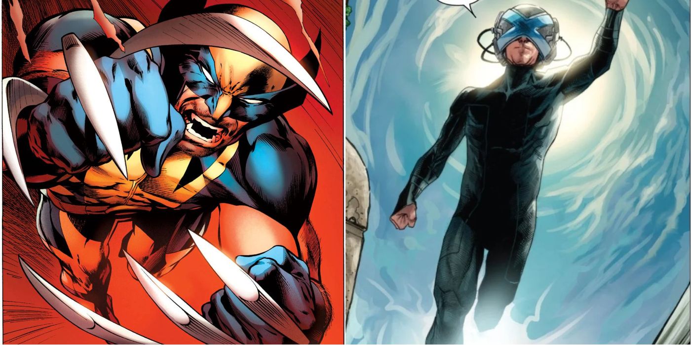 A split image of Wolverine And Professor X