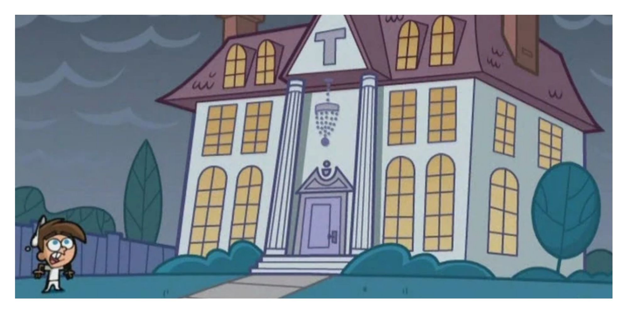 Timmy ends up outside his parents' mansion