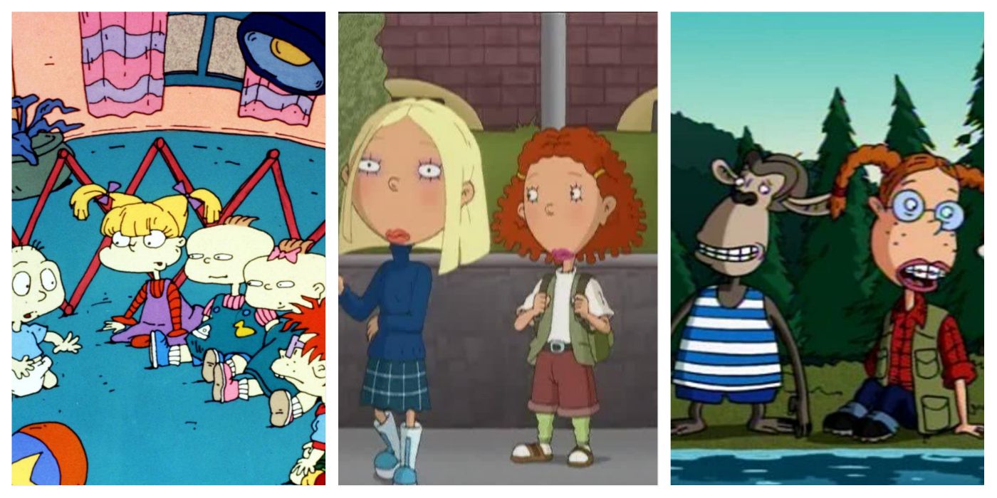 A split image of scenes from Rugrats, The Wild Thornberrys, and As Told By Ginger
