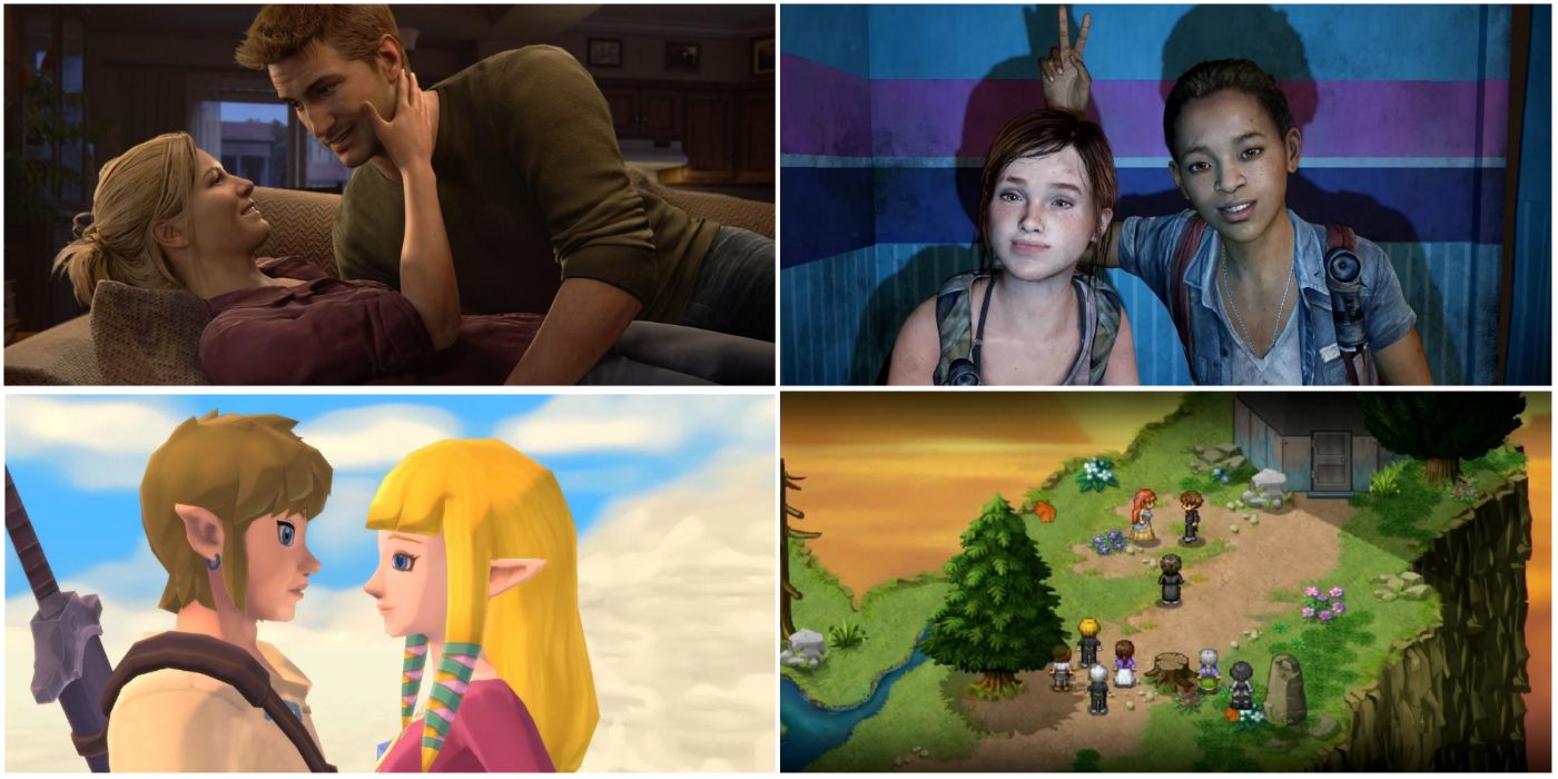 A collage of several video game couples