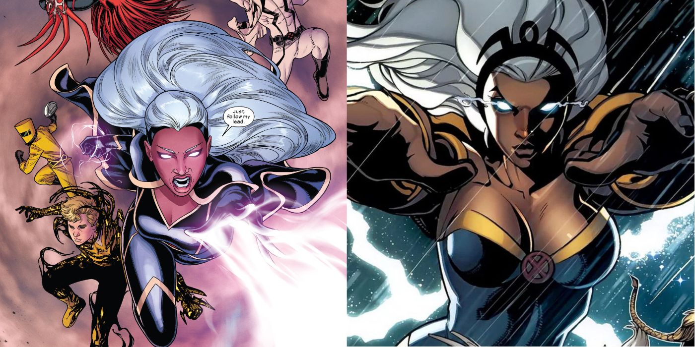 Storm Leading the X-Men and Storm Using her powers
