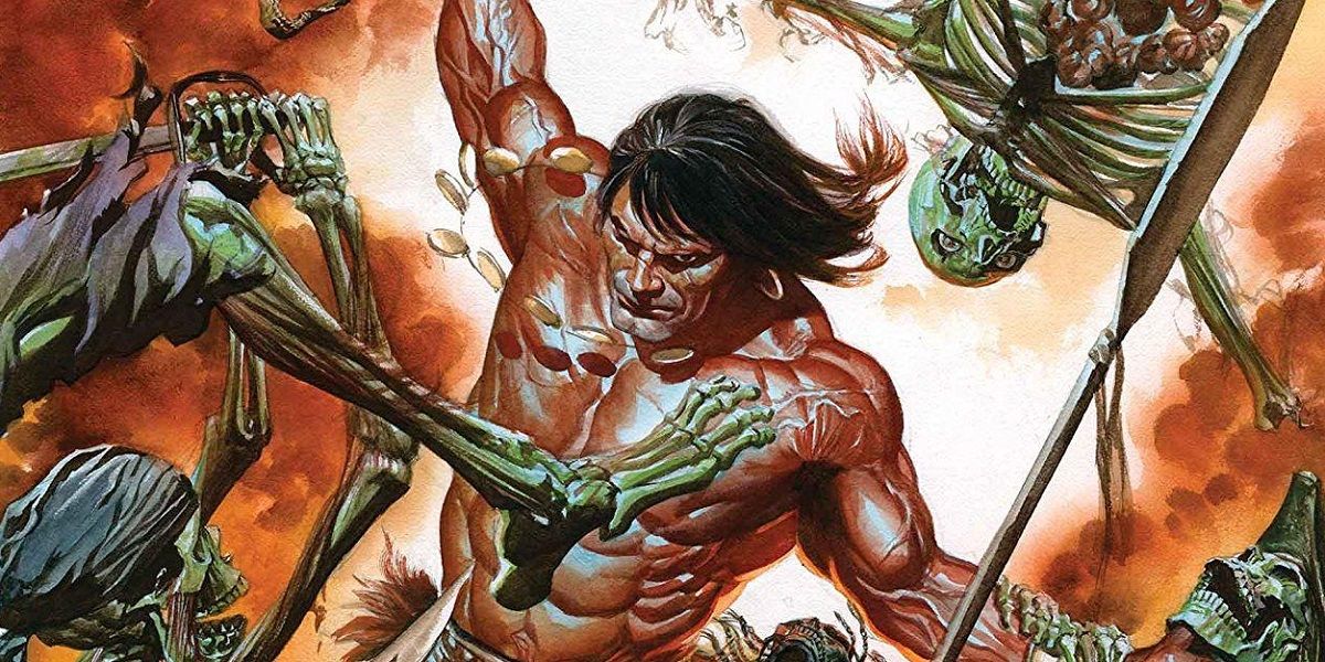 Conan the Barbarian vs skeletons in Marvel Comics