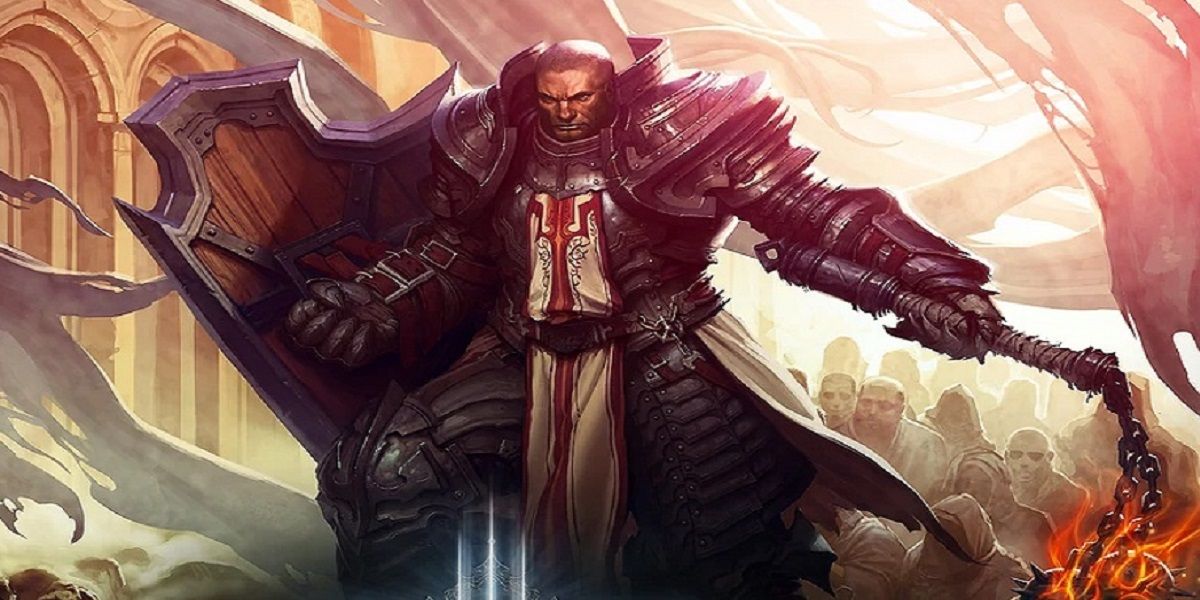 An Immortal Crusader from Diablo holding a weapon and shield.