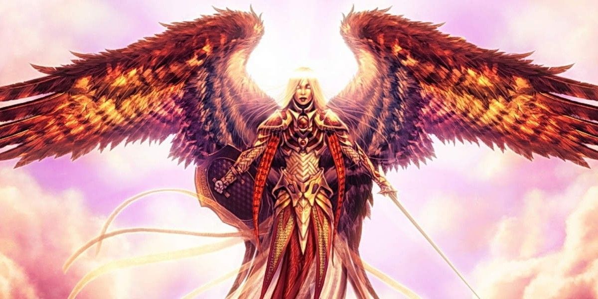 Um Celestial voando no céu em DnD