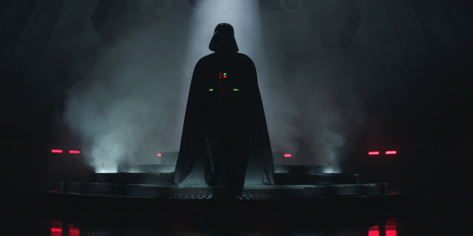 The silhouette of Darth Vader aboard his ship