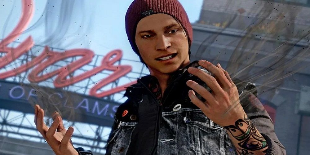 Delsin Rowe From inFamous: Second Son Looking Down At His Hands