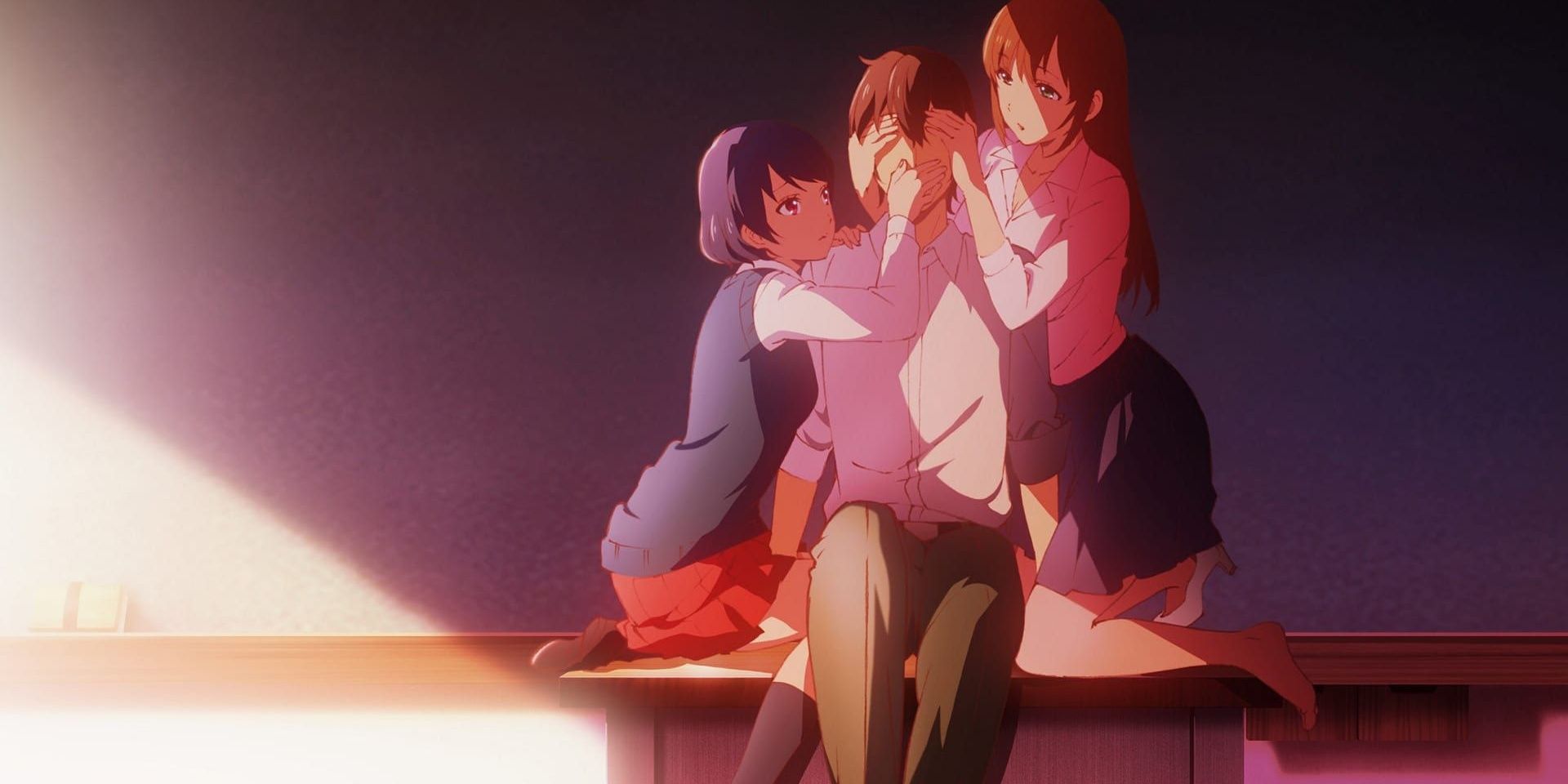 Natsuo caught in love triangle between Rui (left) & his teacher Hina (right) in Domestic Girlfriend.
