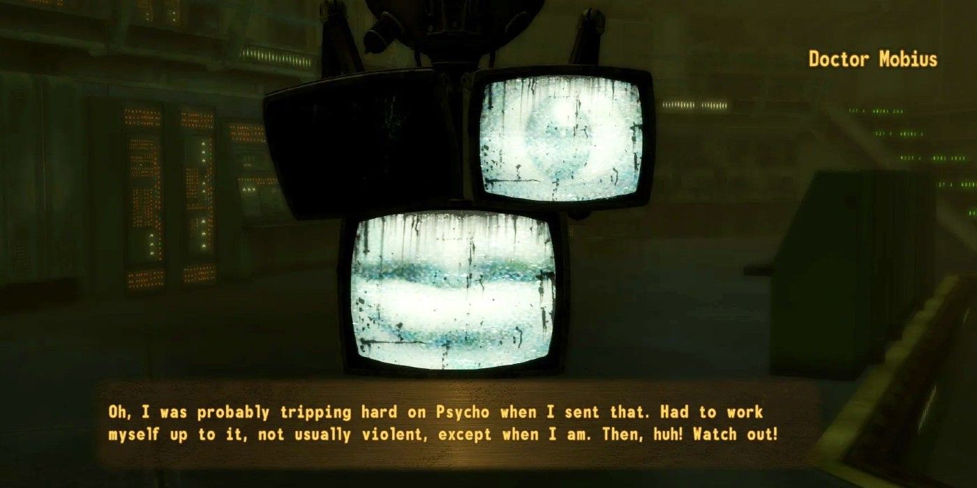 Dr. Mobius meets The Courier in Fallout: New Vegas.