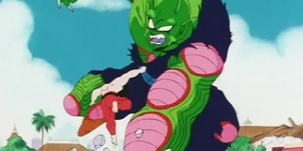 Piccolo uses his Giant Piccolo form against Goku in Dragon Ball.