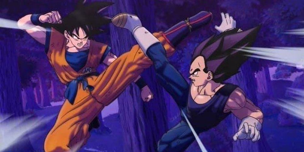 Goku and Vegeta spar in Dragon Ball Super: Super Hero