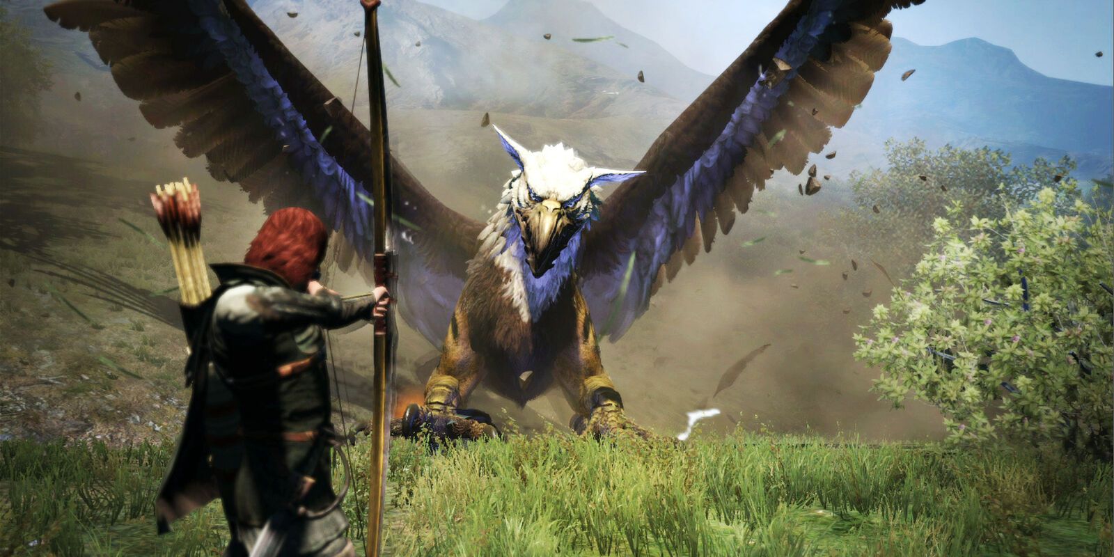 Fighting a Griffin in Dragon's Dogma