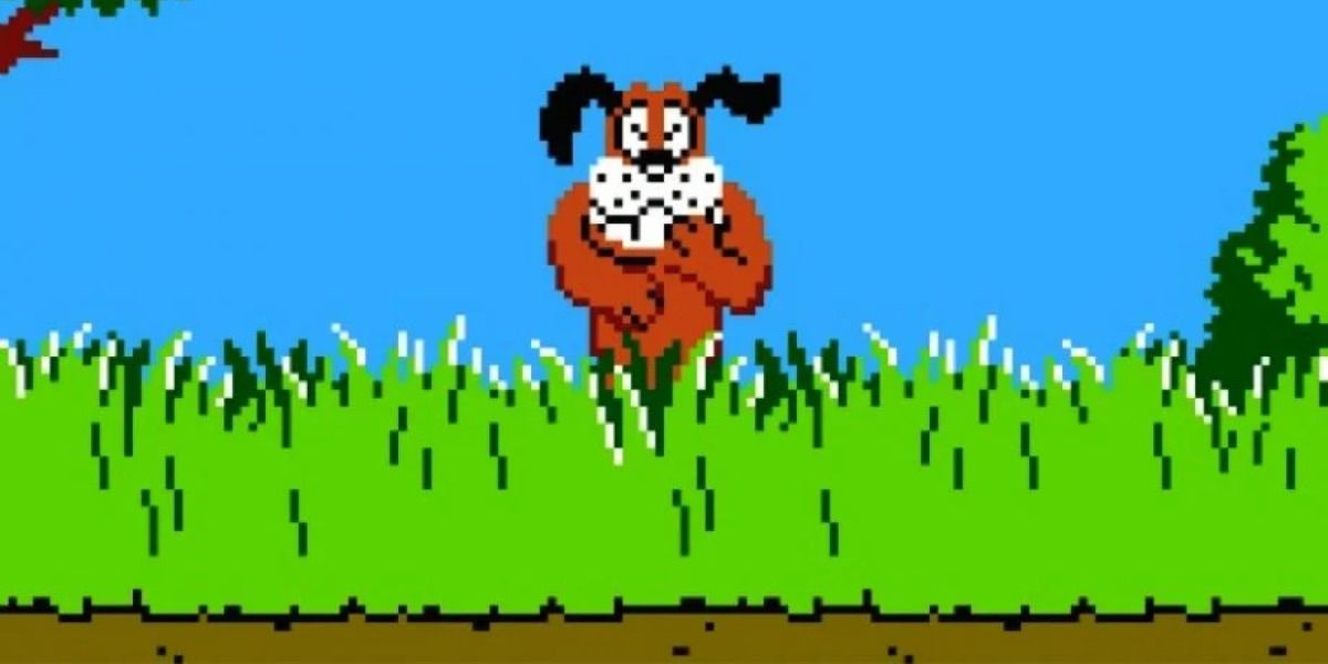 The dog from Duck Hunt laughing
