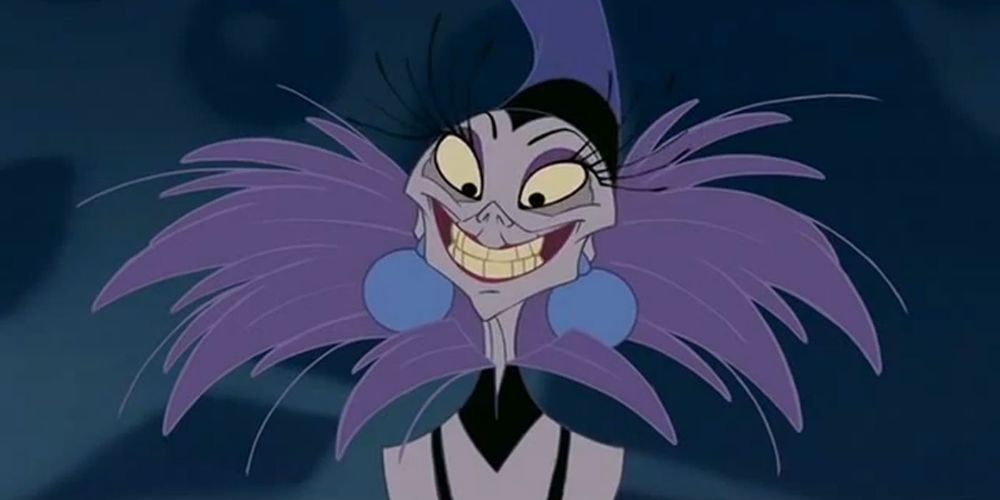 Emperors New Groove shows Yzma smiling as she tried to poison the emperor 