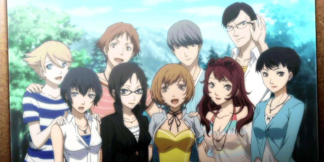 The Investigation team group photo from the Epilogue of Persona 4 Golden