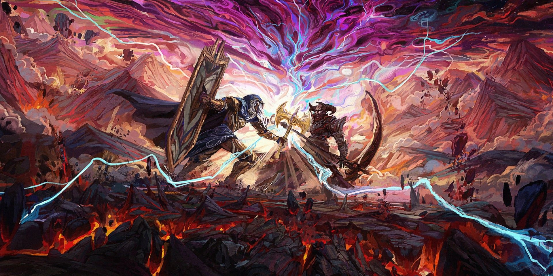 Erathis and Asmodeus fighting in Critical Role EXU Calamity art
