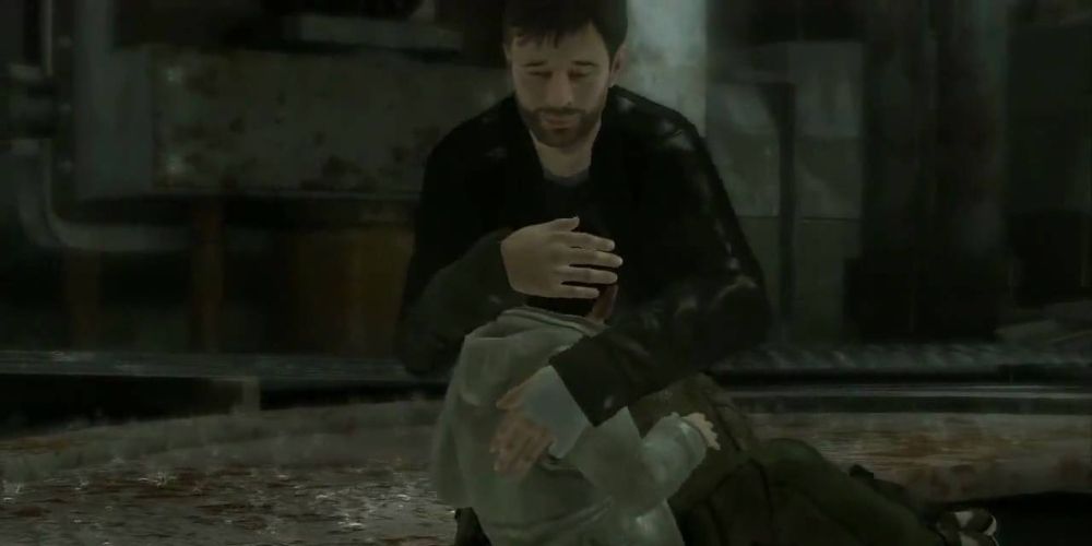 Ethan Mars rescuing his son Shaun in Heavy Rain