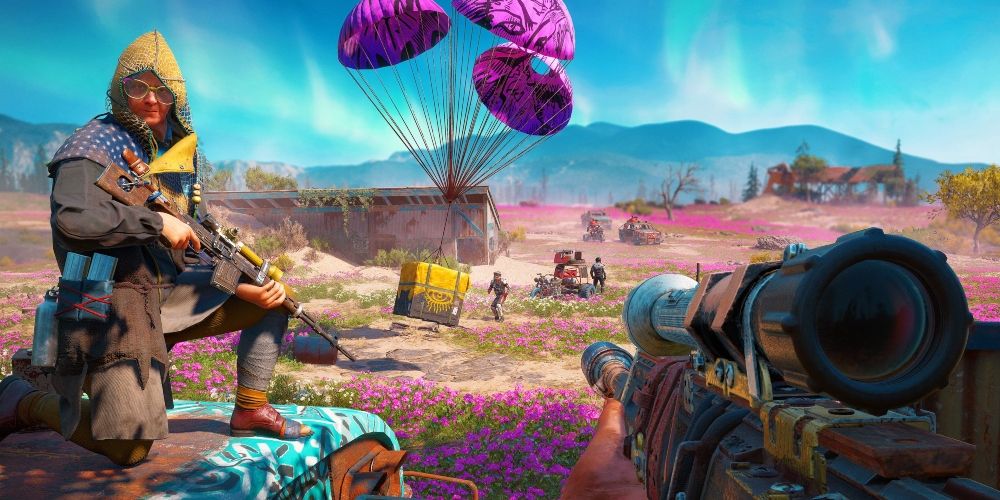 The player overlooking Hope County in Far Cry: New Dawn game