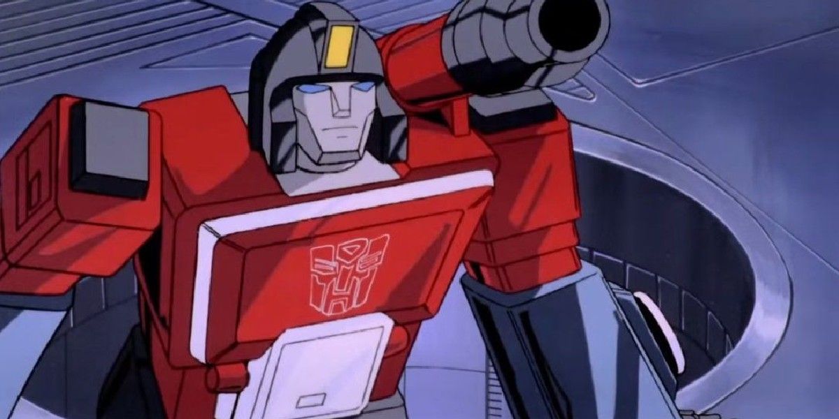 G1 Transformers Perceptor helping the Autobots in The Transformers: The Movie.
