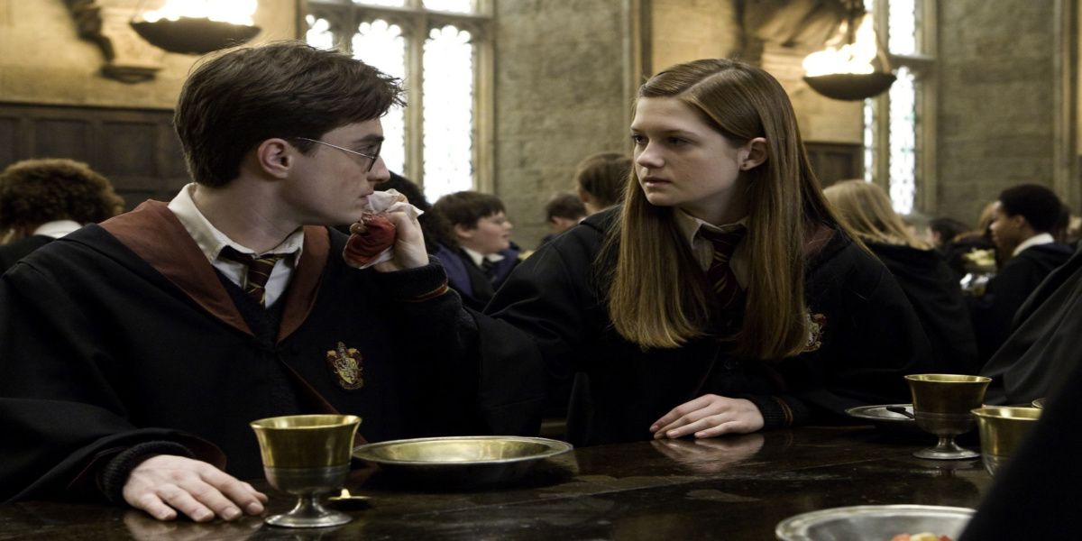 Ginny tends to Harry's wounds in the Half-Blood Prince