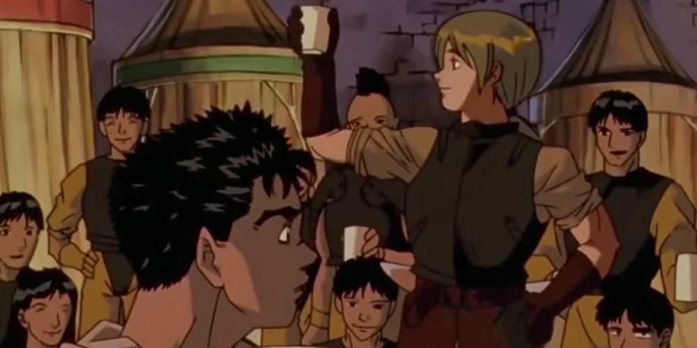 Guts partying with the Band of the Hawk group in Berserk