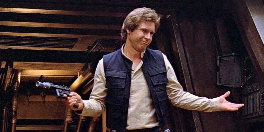 Han Solo shrugs in Star Wars Episode VI - Return of the Jedi