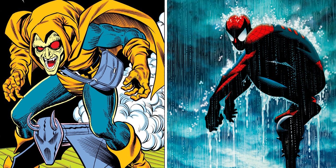 A split image of Hobgoblin and Spider-Man by John Romita Jr