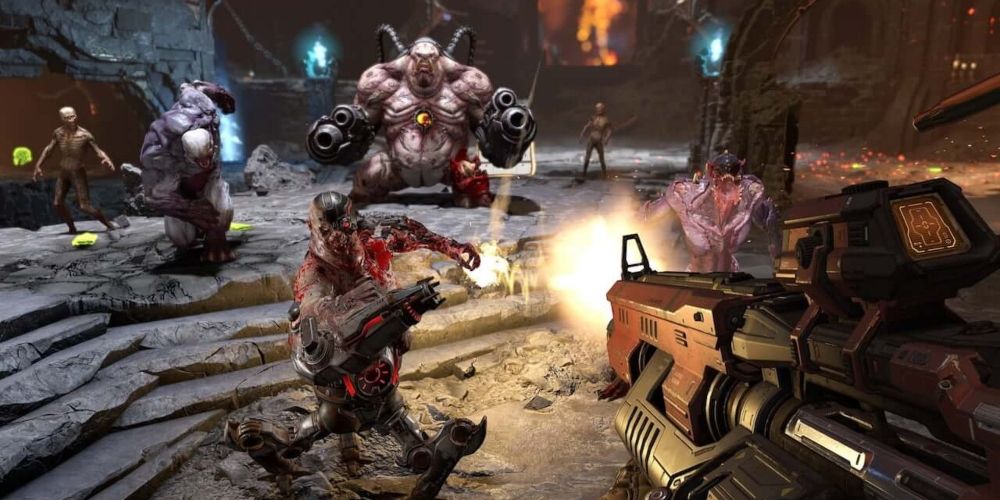 A player in DOOM Eternal's Horde mode.