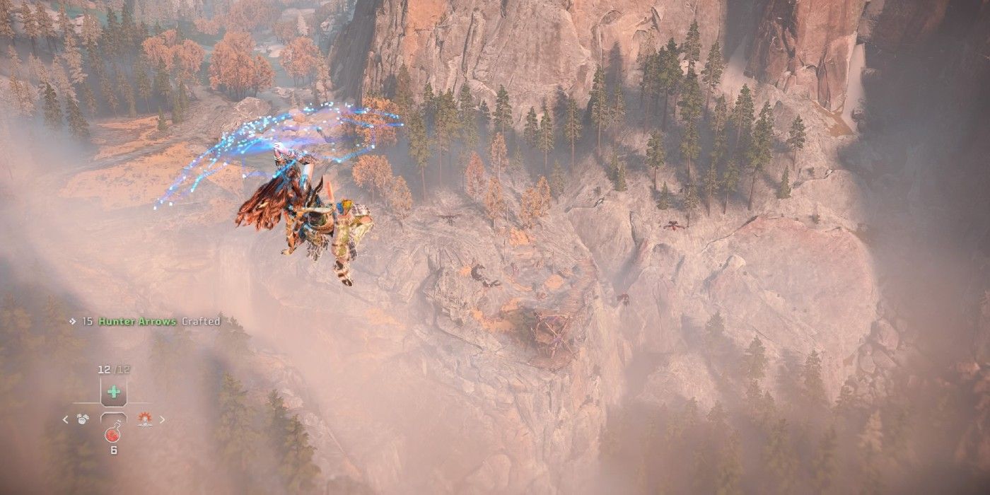 Horizon Forbidden West Aloy deslizando para o combate