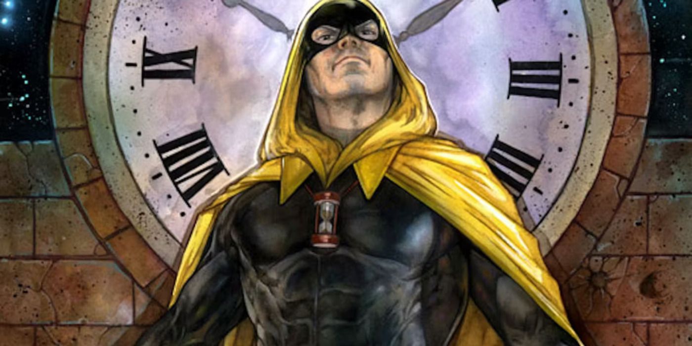 Hourman in front of a clock in DC Comics