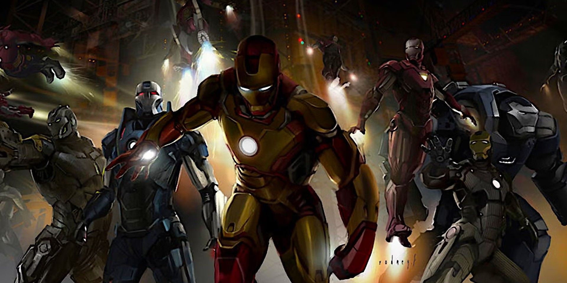 Iron Man 3 Iron Legion Concept Art by Rodney Fuentebella