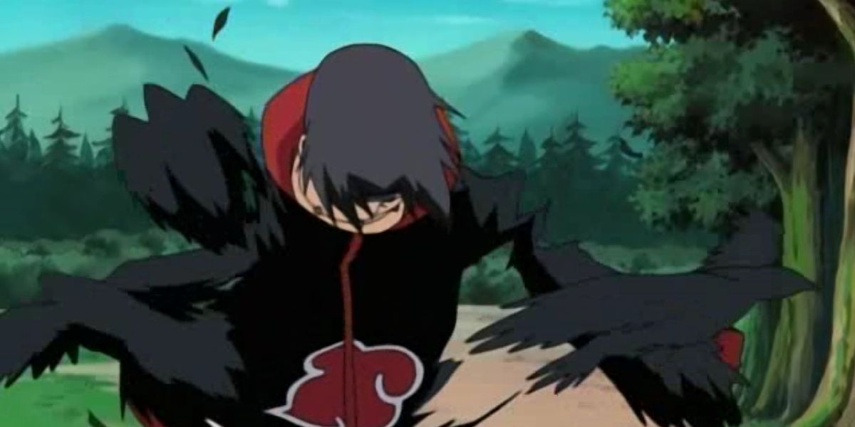 Itachi using Crow Clone in Naruto.