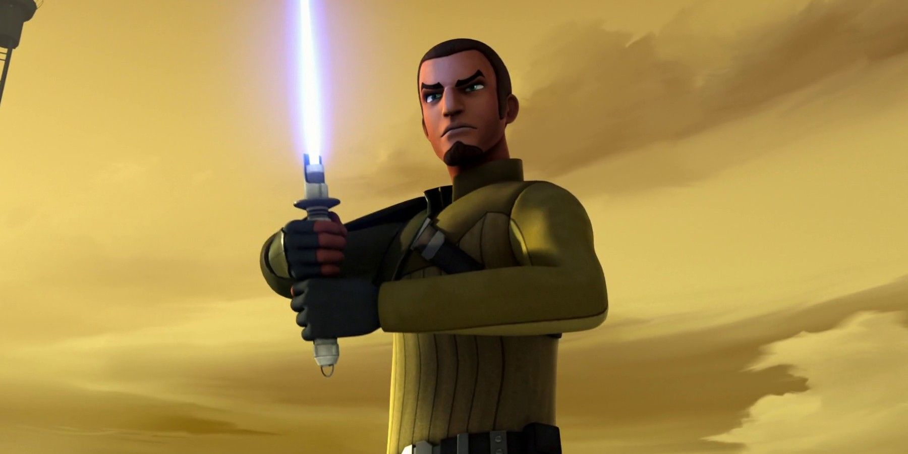 Kanan Jarrus segura seu sabre de luz em Star Wars Rebels