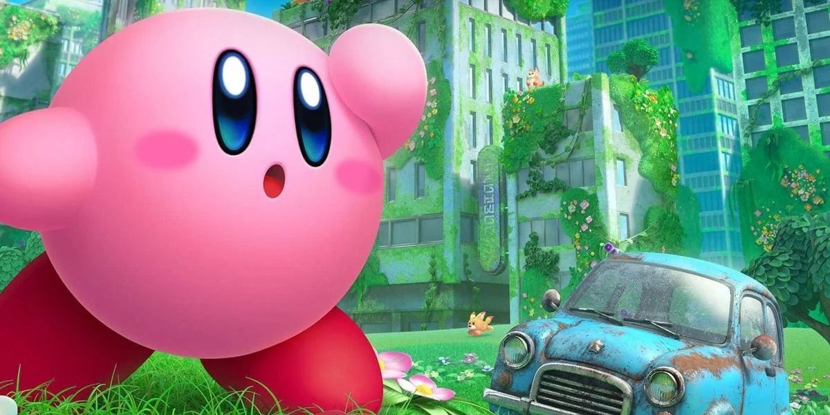 Kirby looking into the distance in Kirby And The Forgotten Land.