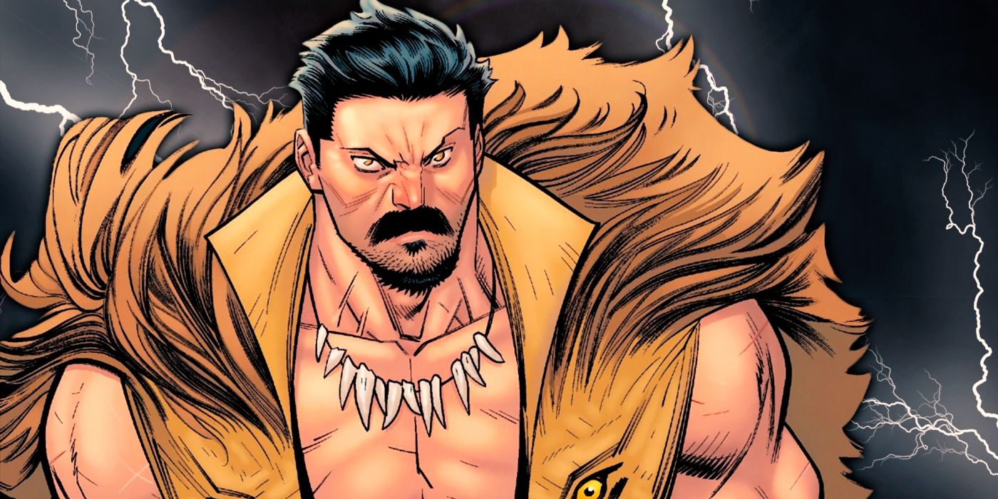 Marvel's Kraven the Hunter with lightning in the background.