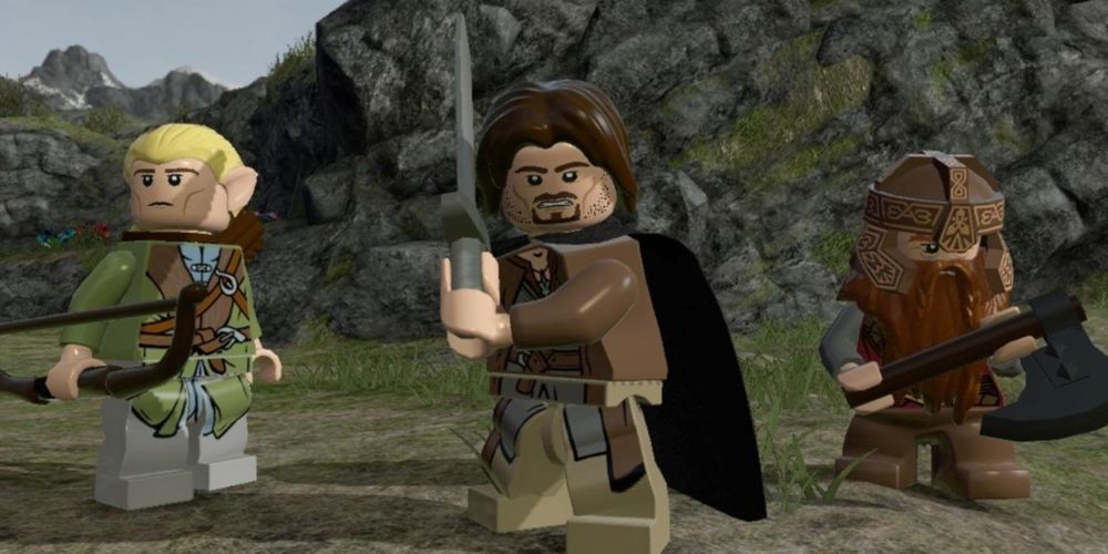 Legolas, Aragorn and Gimli in LEGO Lord of the Rings video game
