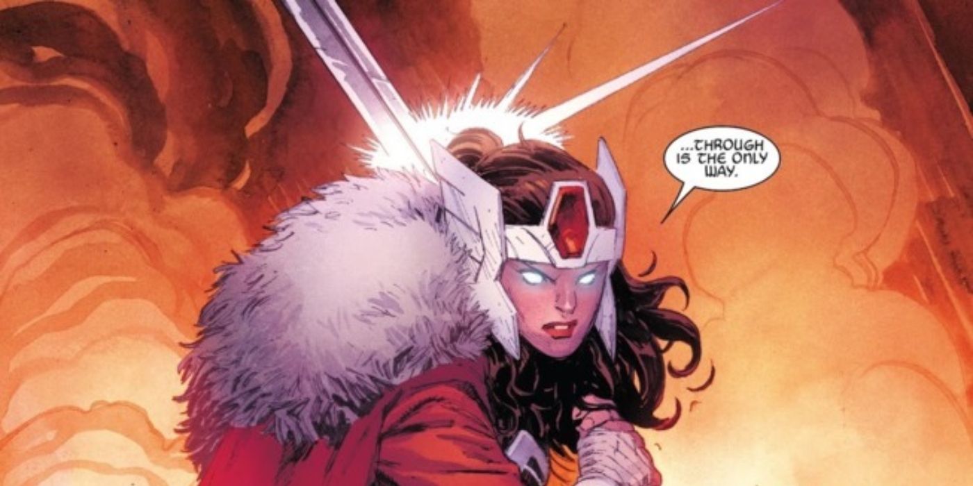 Lady Sif empunhando sua espada nos quadrinhos Thor