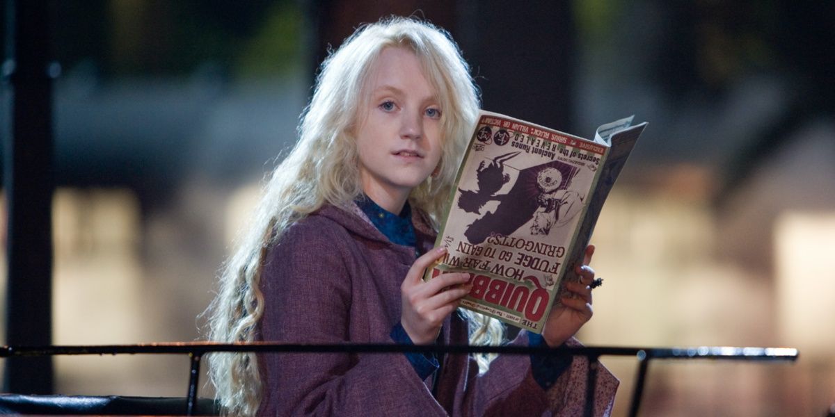 Luna Lovegood reading the Quibbler in Harry Potter and the Order of the Phoenix