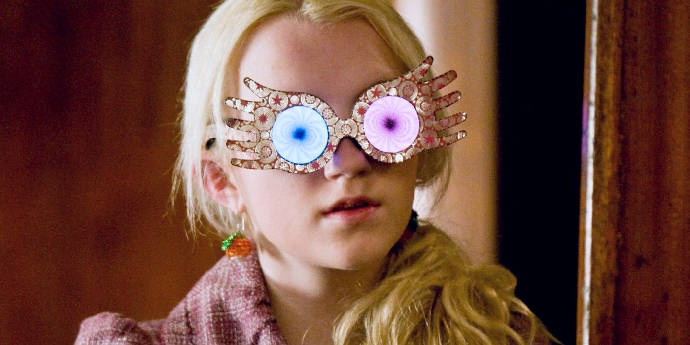 Luna Lovegood on the Hogwarts Express in Harry Potter.