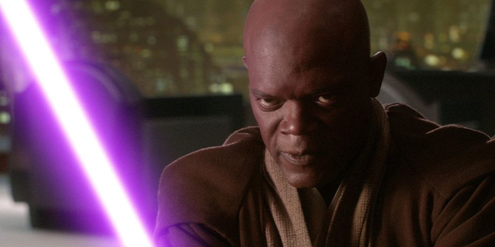 Mace Windu dueling Chancellor Palpatine in Star Wars Episode III - Revenge of the Sith