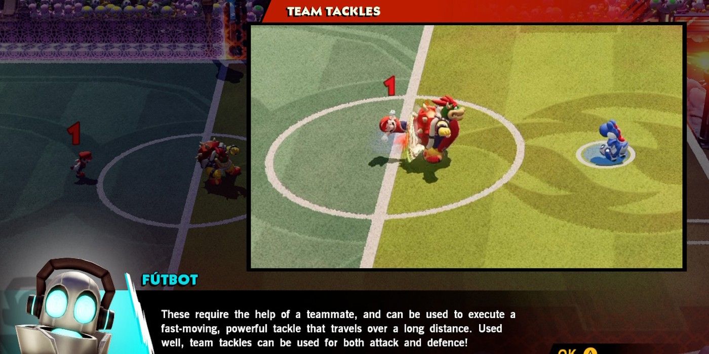 Mario Strikers Battle League team tackles